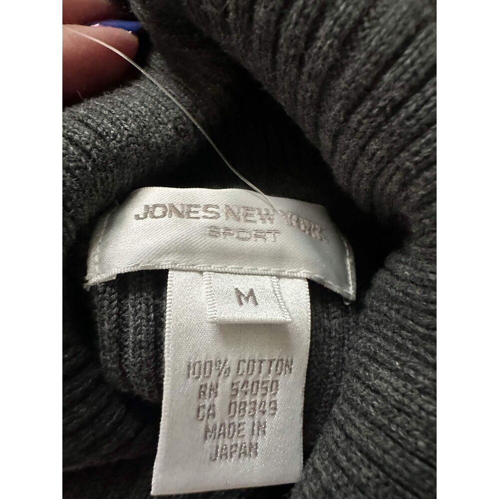 Jones New York Sport Ribbed Turtleneck Sweater NWT Gray Cotton Size M - Picture 6 of 7
